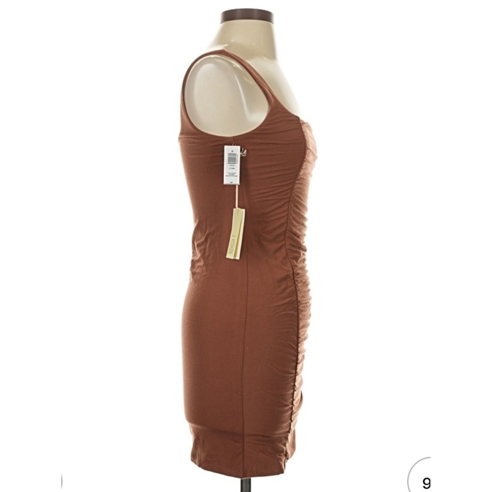 Wilfred Lydia Brown Ruched Mini Dress Bodycon‎ Small Coquette Minimalist - Picture 5 of 11